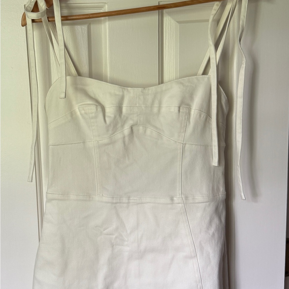 White Denim Strapless romper